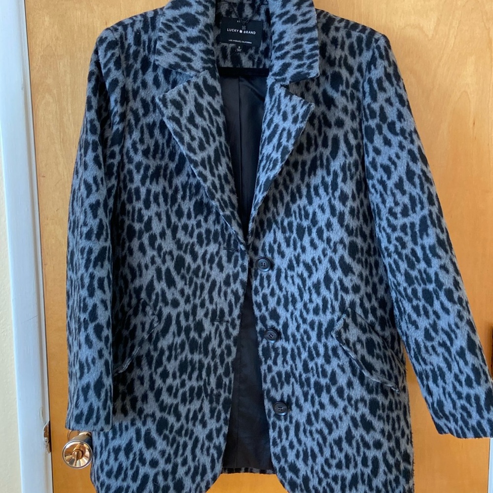 Lucky brand, leopard print car coat
